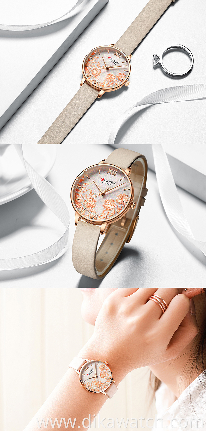 Curren 9065 New Ladies High Quality Genuine Leather Watch Women Fashion Dress Luxury Watch Quartz Sport Clock Relogio Masculino